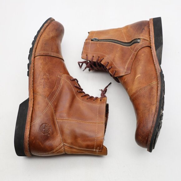 Timberland City 6" Earthkeepers Men's 11 Side Zip Boots Brown Leather Cap Toe - Picture 8 of 10